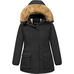Plus Size Winter Coats Warm Parka Jackets Sherpa Lined Detachable Fur Hood